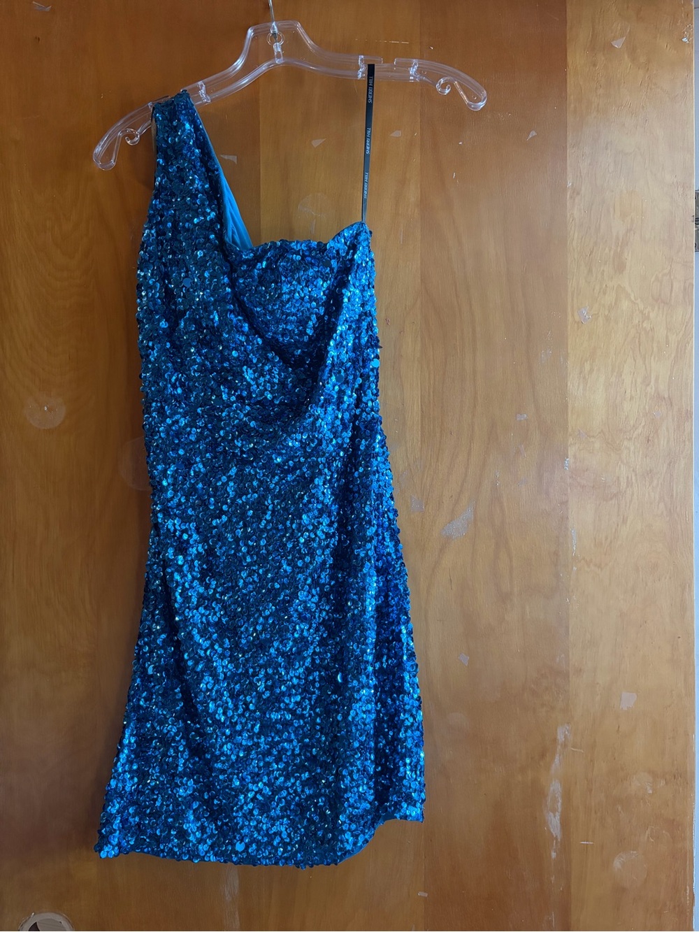Sherri Hill Teal Blue Sequin One-Shoulder Dress